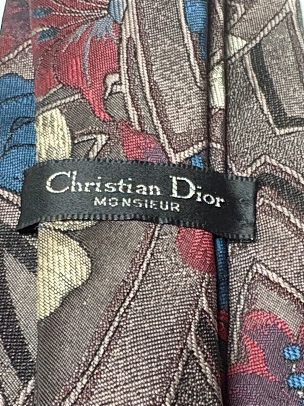 Christian Dior Vintage Poly Blend Brown Floral Tie